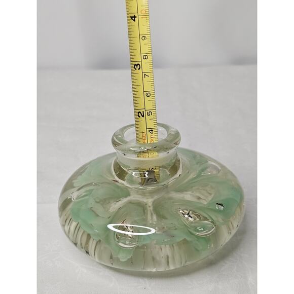 Vintage Glass Candle Holder Flower Claire Paper Weight Mid Century Glass Art - Picture 8 of 8